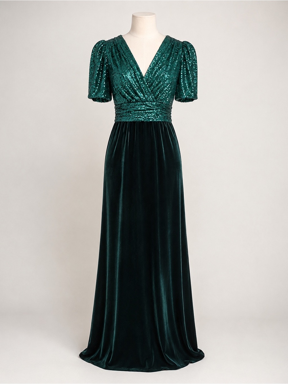 Teri Jon by Rickie Freeman Teal Sequin Velvet Evening Gown Size 10 NWT
